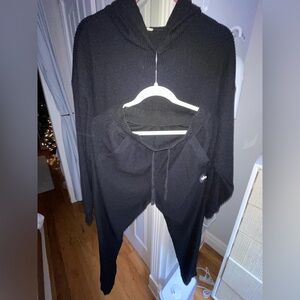 Alo Yoga Muse Ribbed Hoodie & Sweatpants Set- Black, Medium